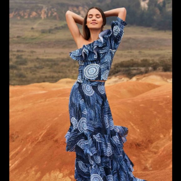 Designer Printed Crop Top with Ruffle - Picture 2 of 2